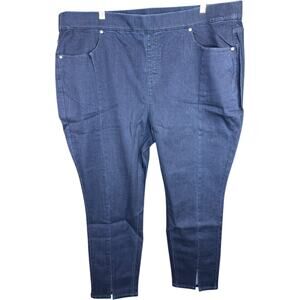 Isaac Mizrahi Live! Dark Indigo Pull-On Slim Leg Ankle Jean 24W‎ Plus NWT